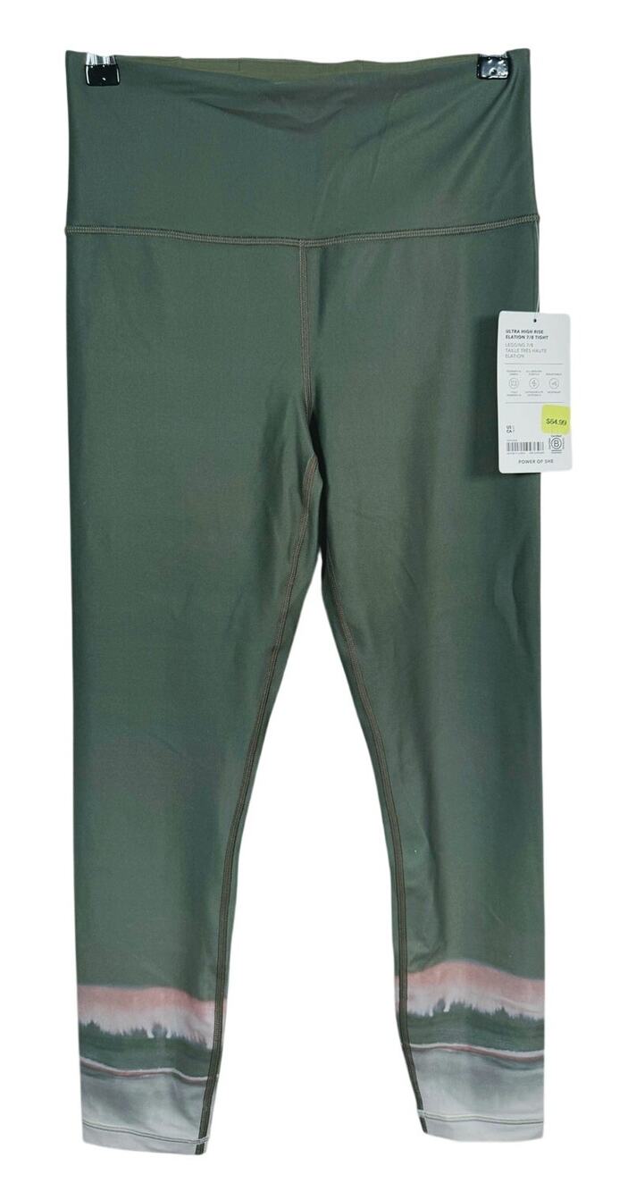 NWT Athleta Ultra High Rise Elation Leggings 7/8 Small Green Yoga Gym Pilates